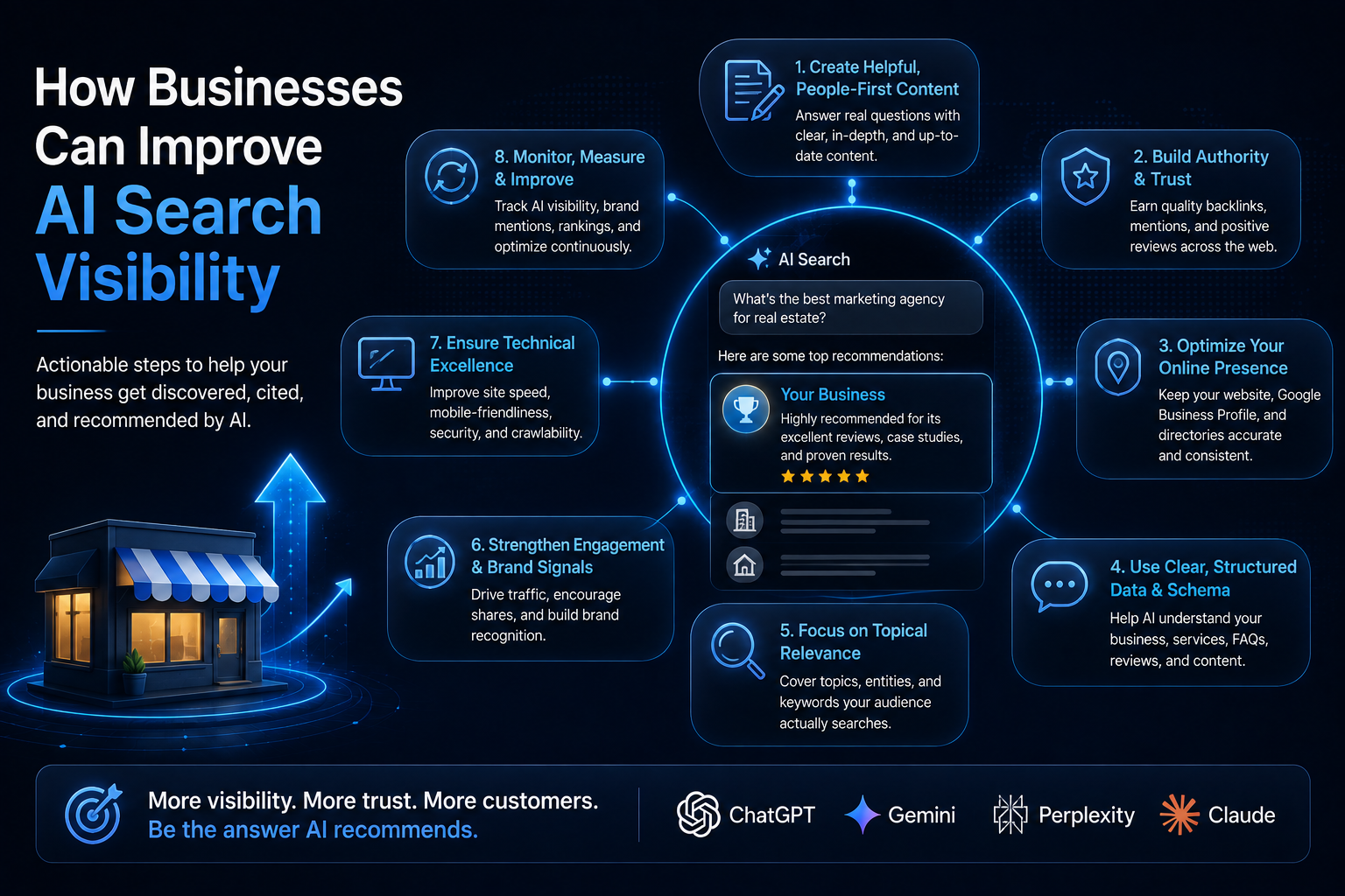 Search analytics graph showing visibility improvement trends